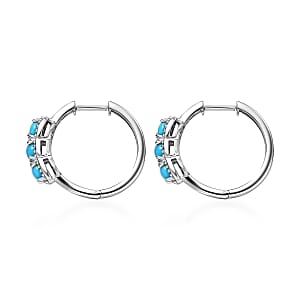 D'Joy Sleeping Beauty Turquoise 1.75 ctw Hoop Earring in Platinum Over Sterling Silver