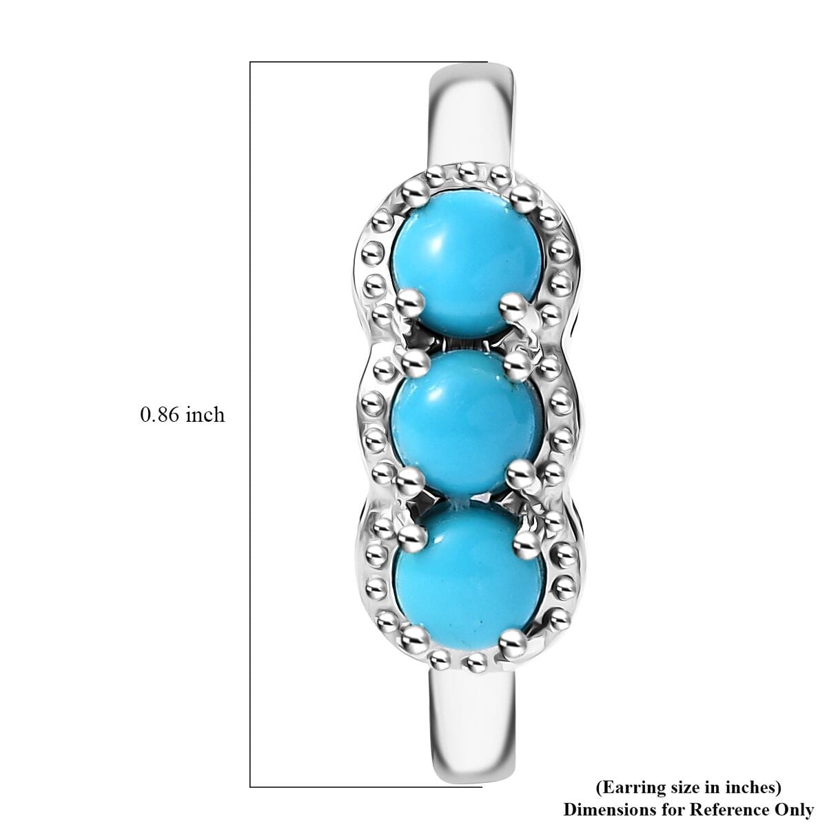 Sleeping Beauty Turquoise 1.75 ctw Hoop Earring in Platinum Over Sterling Silver image number 4