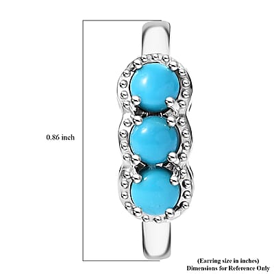 D'Joy Sleeping Beauty Turquoise 1.75 ctw Hoop Earring in Platinum Over Sterling Silver