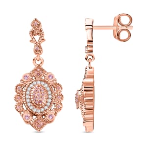 Natural Pink and White Diamond I3 0.35 ctw Filigree Drop Earrings in 18K Vermeil Rose Gold Over Sterling Silver