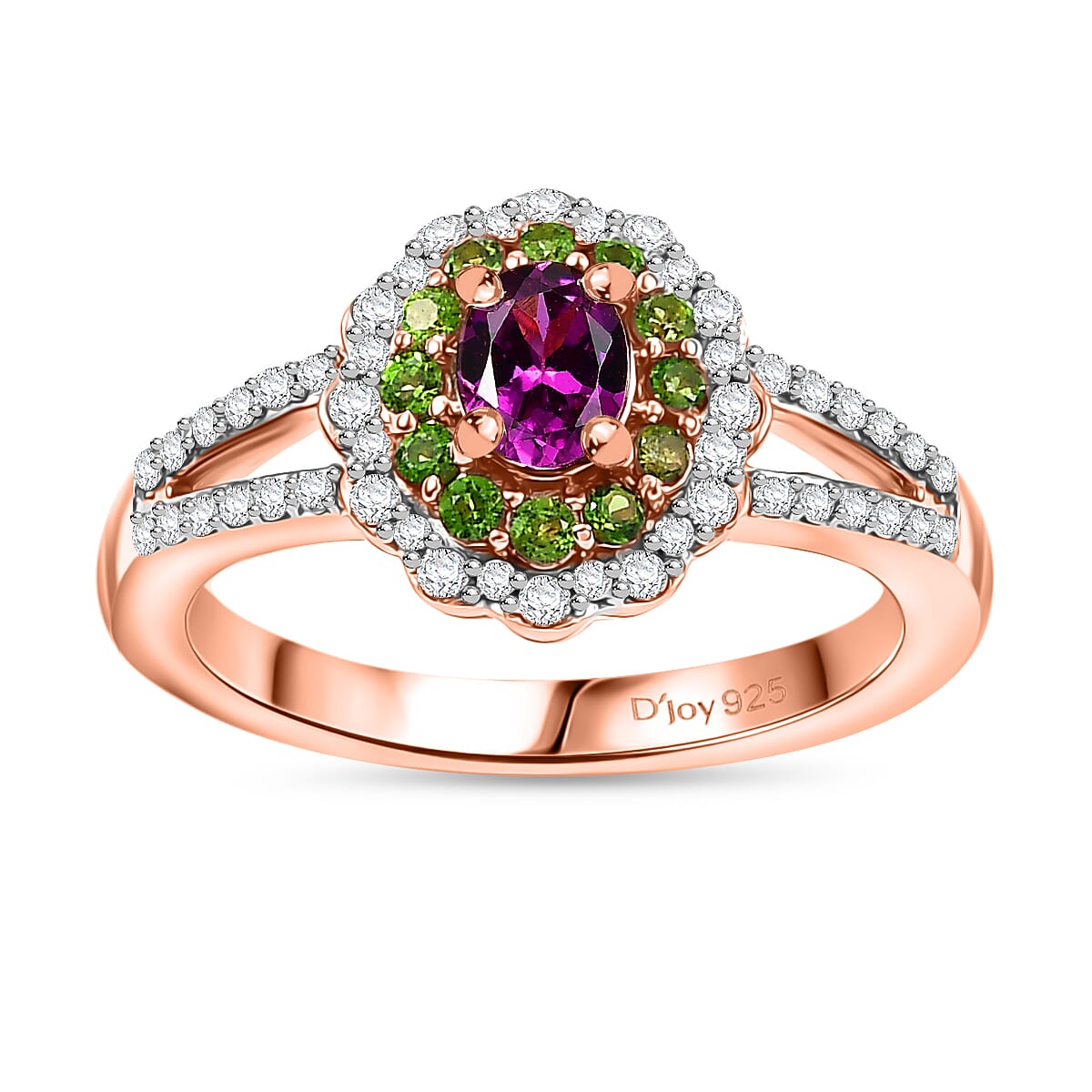 AAA Radiant Ember Garnet, Mutli Gemstone Ring in 18K Vermeil RG Sterling Silver (Size 10.0) 1.00 ctw image number 0