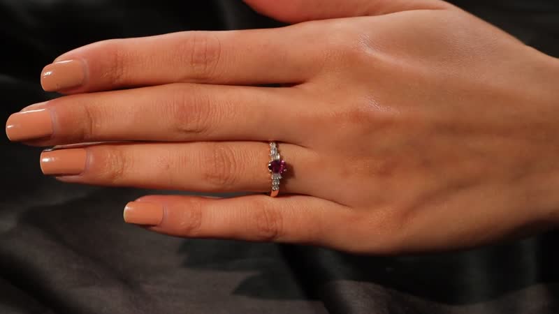 AAA Radiant Ember Garnet and White Diamond 0.65 ctw Ring in 18K Vermeil Rose Gold Sterling Silver (Size 10.0)