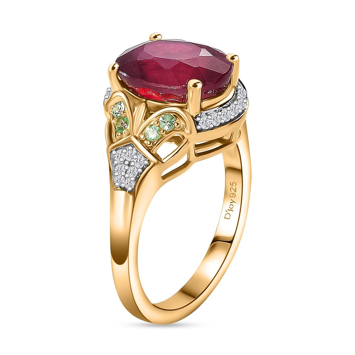 Niassa Ruby (FF), Multi Gemstone Ring in 18K Vermeil YG Over Sterling Silver (Size 10.0) 6.00 ctw image number 3