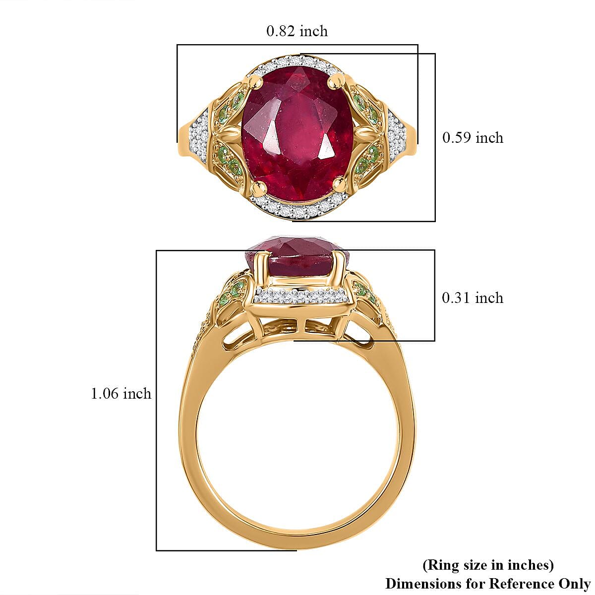 Niassa Ruby (FF), Multi Gemstone Ring in 18K Vermeil YG Over Sterling Silver (Size 10.0) 6.00 ctw image number 5