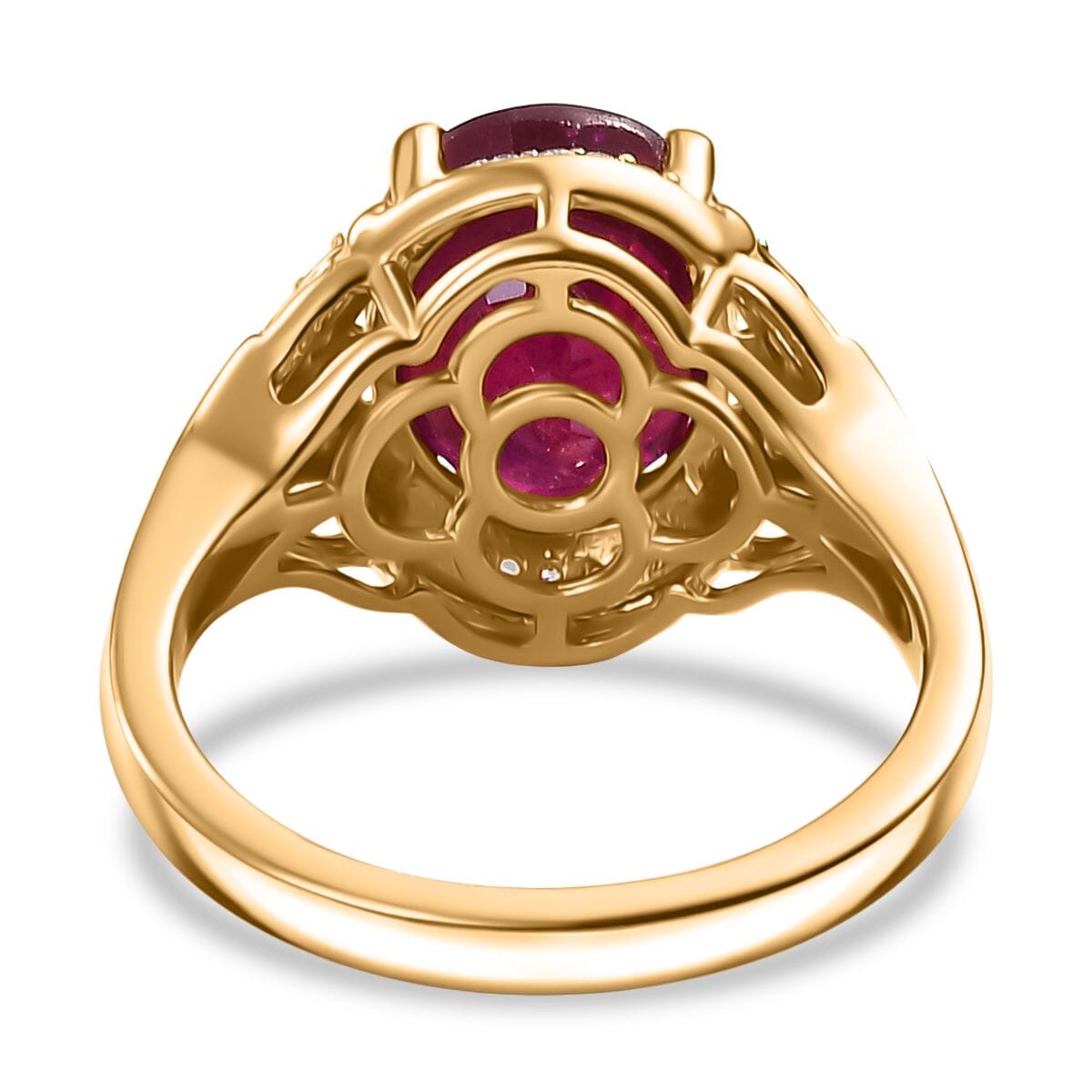 Niassa Ruby (FF) and Multi Gemstone 6.00 ctw Scarlet Majesty Ring in 18K Vermeil Yellow Gold Over Sterling Silver (Size 9.0) image number 4