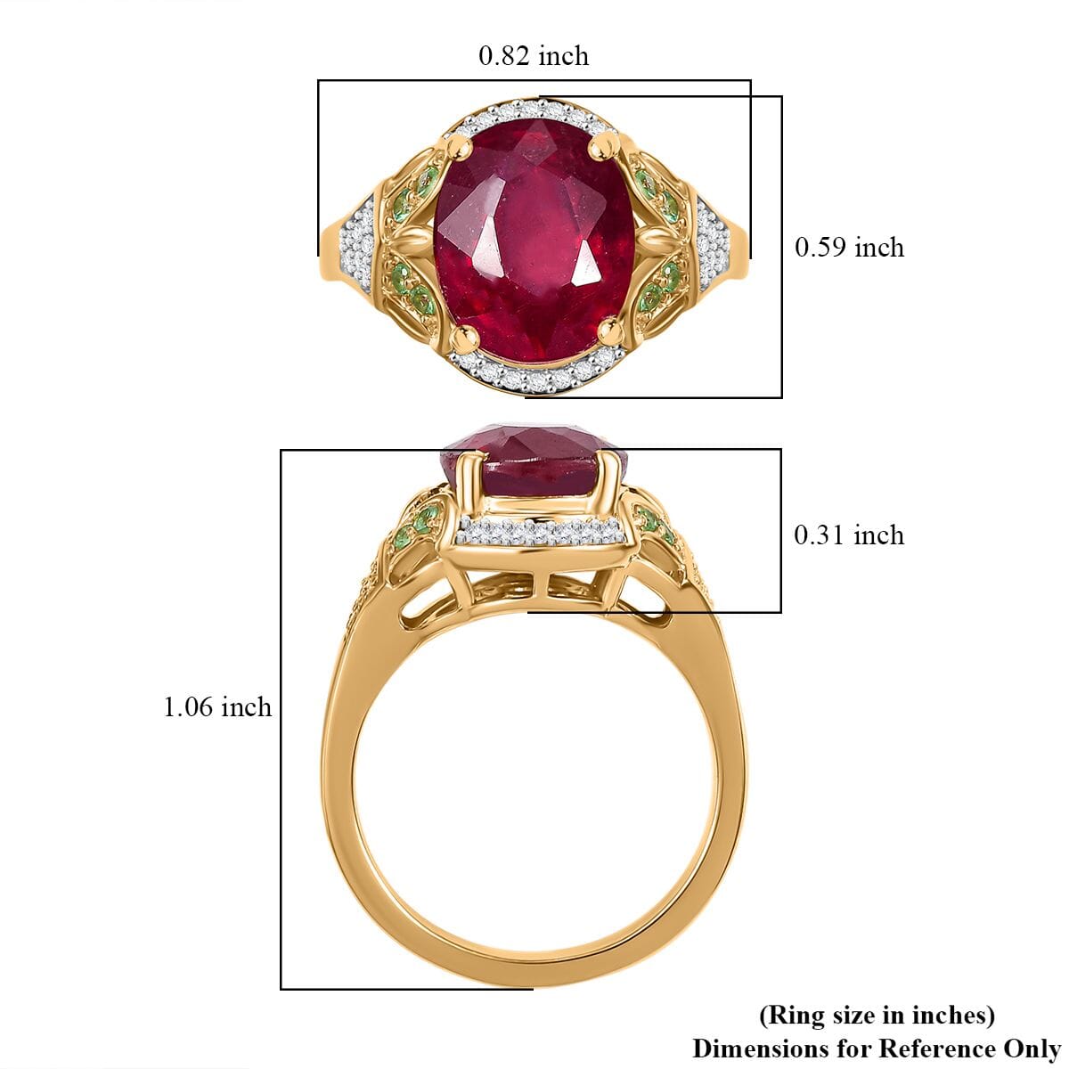 Niassa Ruby (FF) and Multi Gemstone 6.00 ctw Scarlet Majesty Ring in 18K Vermeil Yellow Gold Over Sterling Silver (Size 9.0) image number 5