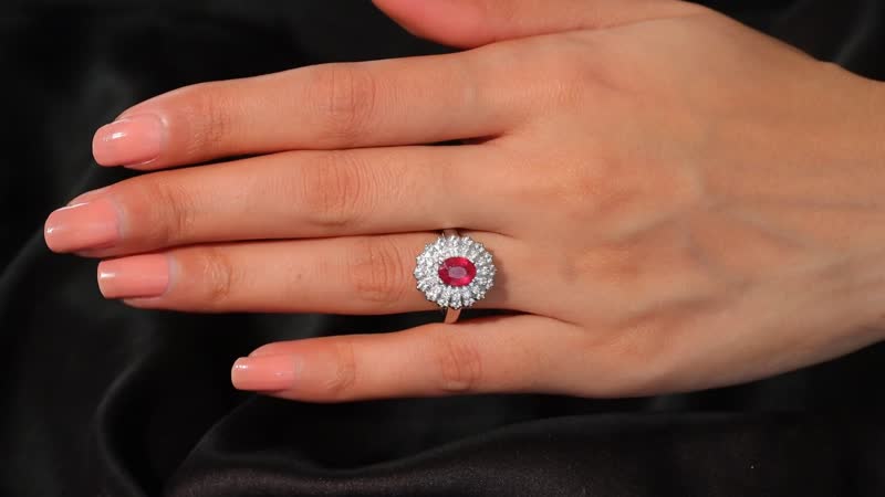 Niassa Ruby (FF) and White Zircon 2.90 ctw Crimson Starburst Ring in Rhodium Over Sterling Silver