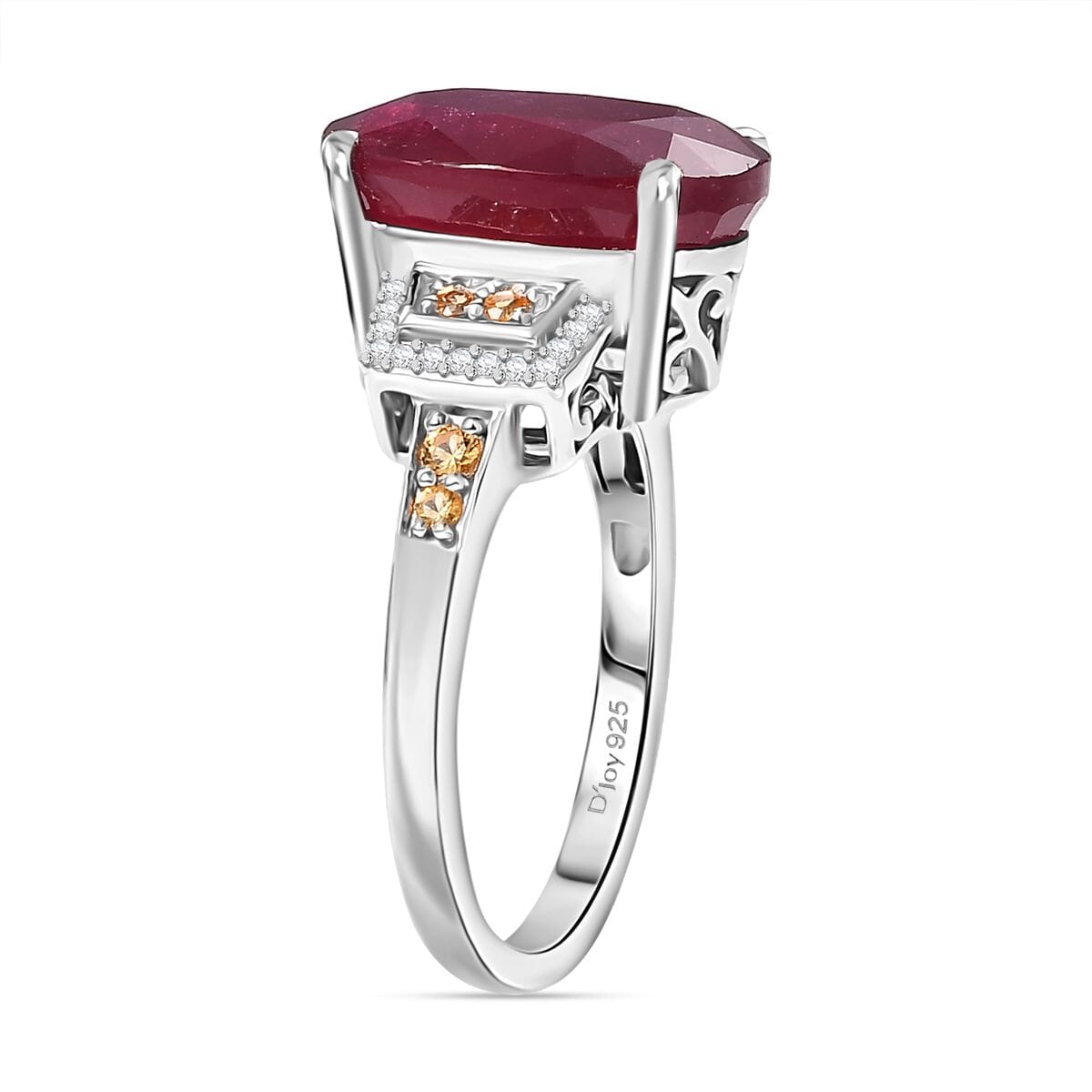 Niassa Ruby (FF) and Multi Gemstone 10.15 ctw Scarlet Elegance Ring in Rhodium Over Sterling Silver (Size 10.0) image number 3