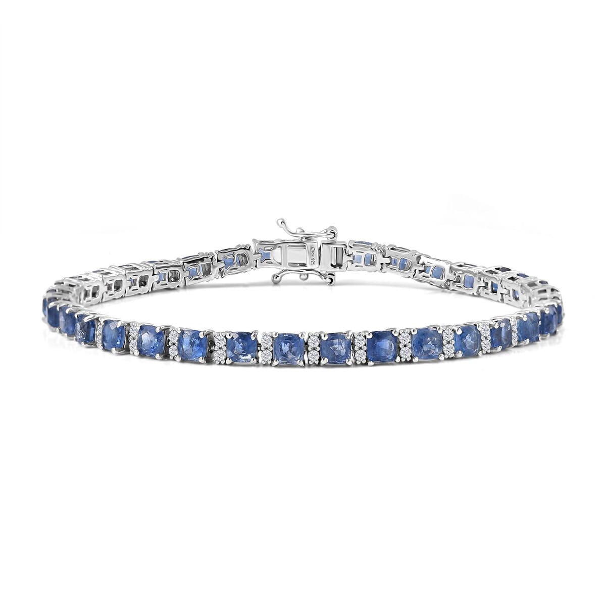Kashmir Kyanite and White Zircon 15.60 ctw Tennis Bracelet in Rhodium Over Sterling Silver (8.00 In) image number 0