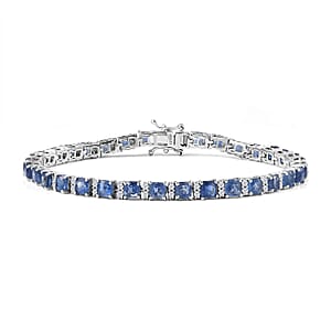 D'Joy Kashmir Kyanite and White Zircon 15.60 ctw Royal Radiance Tennis Bracelet in Rhodium Over Sterling Silver (8.00 In)