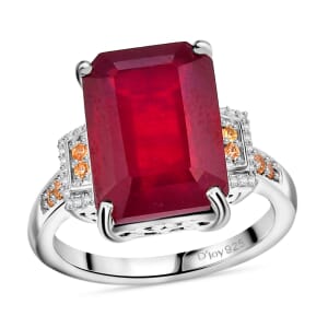 Niassa Ruby (FF) and Multi Gemstone 12.75 ctw Scarlet Elegance Ring in Rhodium Over Sterling Silver (Size 8.0)