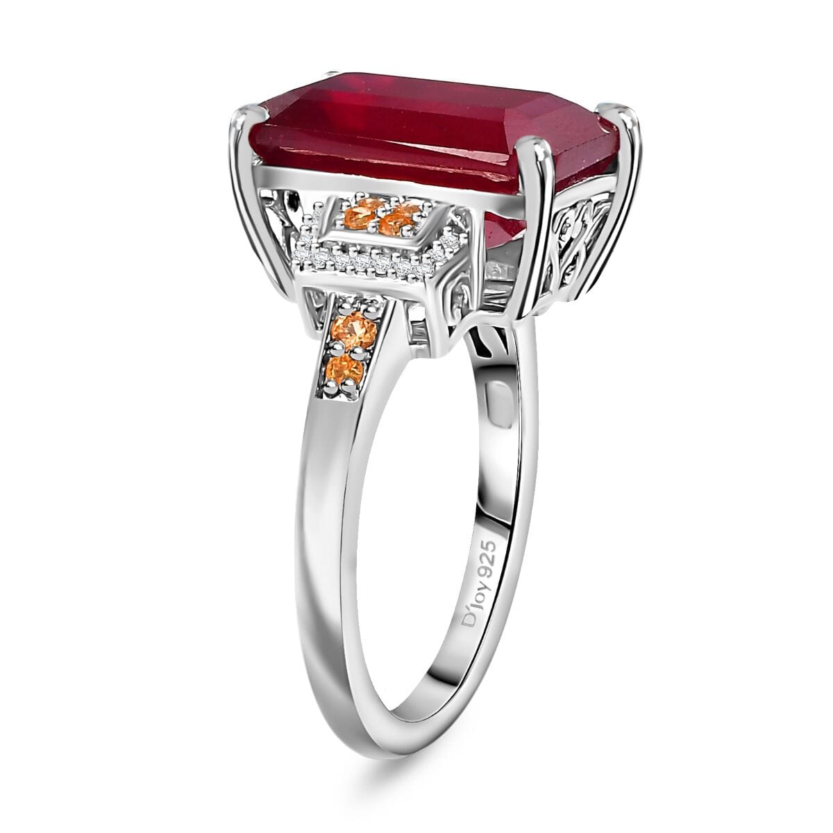 Niassa Ruby (FF) and Multi Gemstone 12.75 ctw Scarlet Elegance Ring in Rhodium Over Sterling Silver (Size 8.0) image number 3