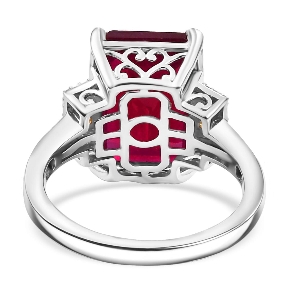 Niassa Ruby (FF) and Multi Gemstone 12.75 ctw Scarlet Elegance Ring in Rhodium Over Sterling Silver (Size 8.0) image number 4