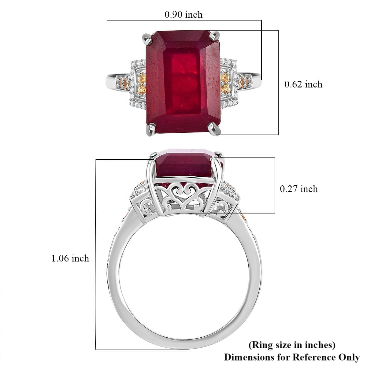 Niassa Ruby (FF) and Multi Gemstone 12.75 ctw Scarlet Elegance Ring in Rhodium Over Sterling Silver (Size 8.0) image number 5