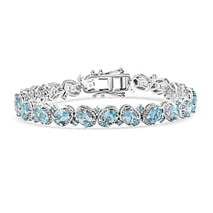 D'Joy Betroka Blue Apatite 11.60 ctw Floral Vine Bracelet in Rhodium Over Sterling Sil (6.50 In) 