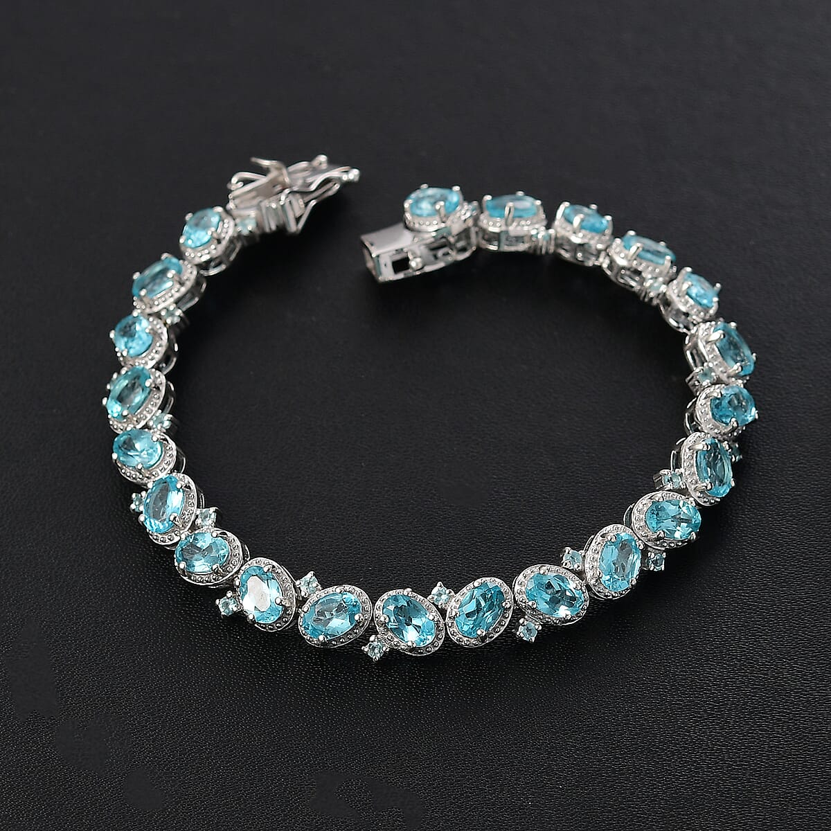 D'Joy Betroka Blue Apatite 11.60 ctw Floral Vine Bracelet in Rhodium Over Sterling Sil (6.50 In)  image number 1