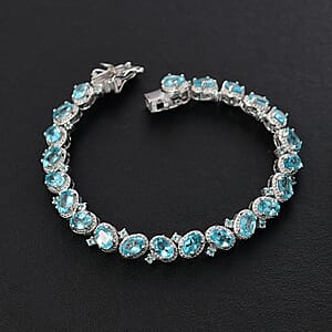 D'Joy Betroka Blue Apatite 11.60 ctw Floral Vine Bracelet in Rhodium Over Sterling Sil (6.50 In) 