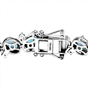 D'Joy Betroka Blue Apatite 11.60 ctw Floral Vine Bracelet in Rhodium Over Sterling Sil (6.50 In) 