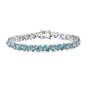 D'Joy Betroka Blue Apatite 14.30 ctw Floral Vine Bracelet in Rhodium Over Sterling Silver (8.00 In)