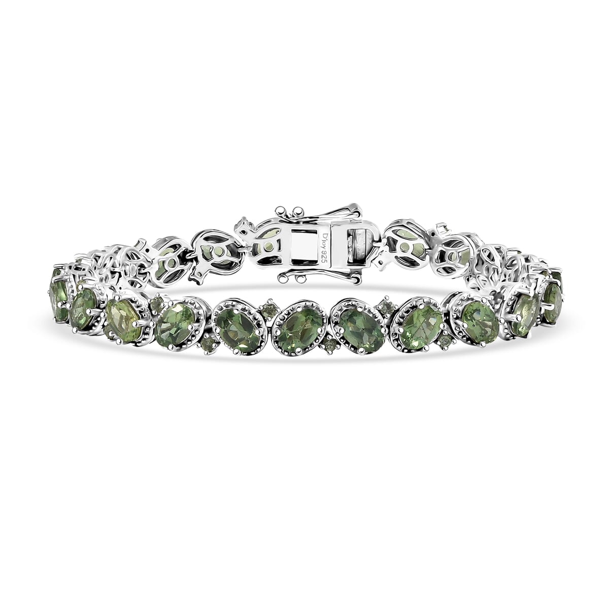 Natural Green Apatite 11.25 ctw Bracelet in Rhodium Over Sterling Silve (6.50 In)  image number 0