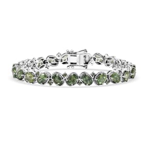 Natural Green Apatite 11.25 ctw Bracelet in Rhodium Over Sterling Silve (6.50 In) 
