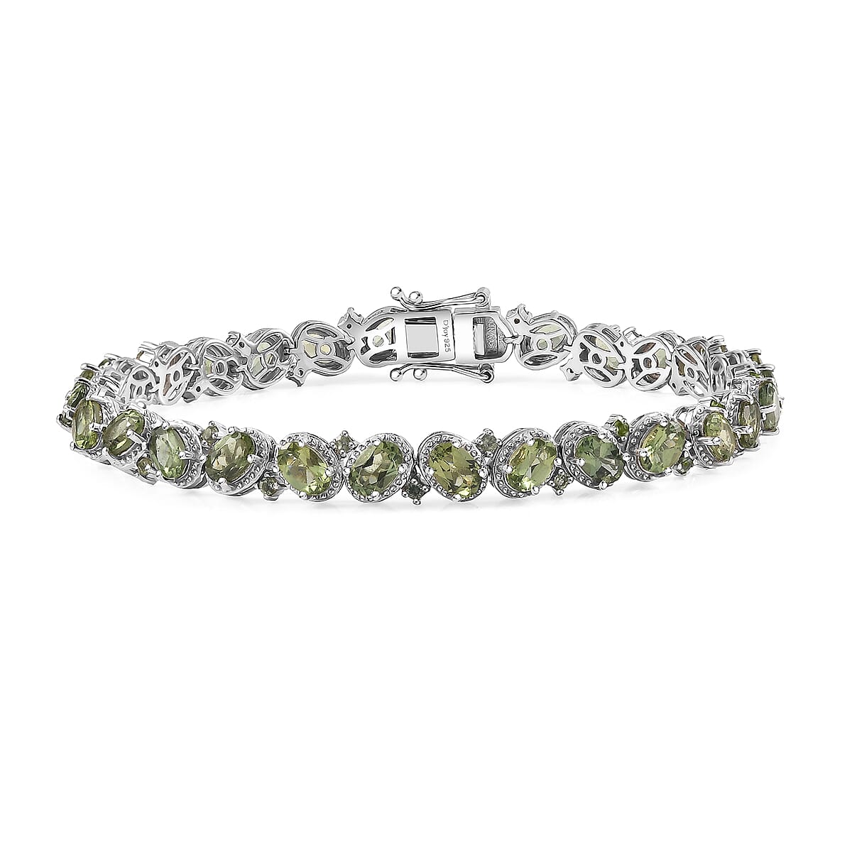 D'Joy Madagascar Green Apatite 13.75 ctw Floral Vine Bracelet in Rhodium Over Sterling Sil (8.00 In)  image number 0