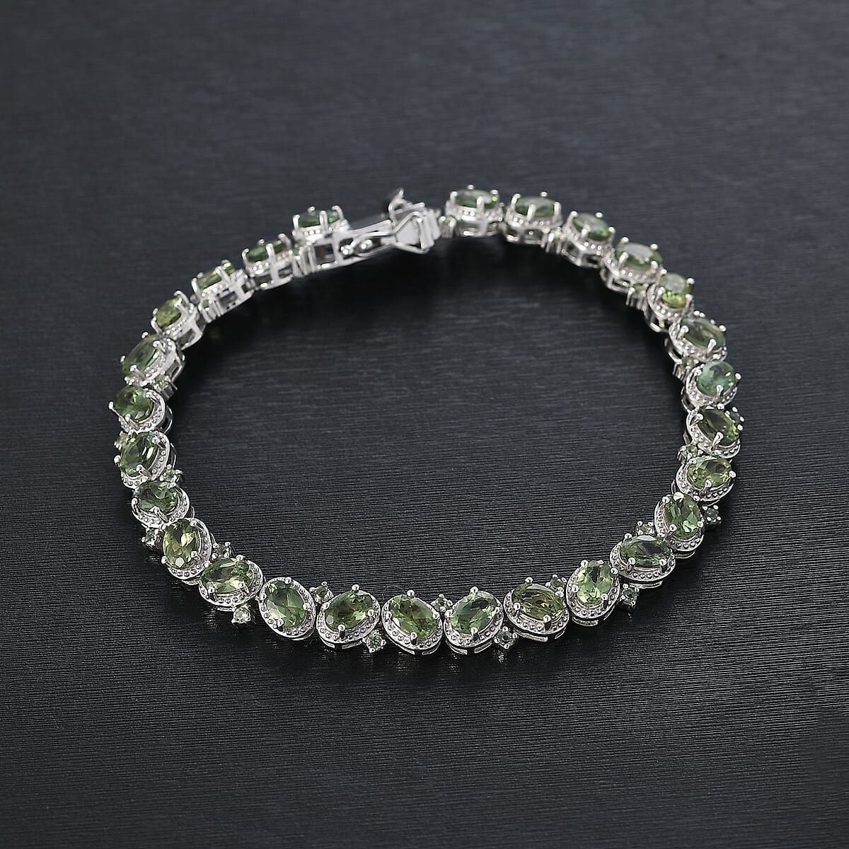 D'Joy Madagascar Green Apatite 13.75 ctw Floral Vine Bracelet in Rhodium Over Sterling Sil (8.00 In)  image number 1