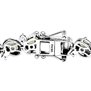 D'Joy Madagascar Green Apatite 13.75 ctw Floral Vine Bracelet in Rhodium Over Sterling Sil (8.00 In) 