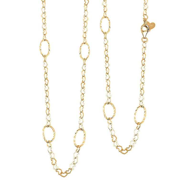 Italian Heart Curb Chain Necklace in 10K Yellow Gold 3.1 Gram 18-20 Inches
