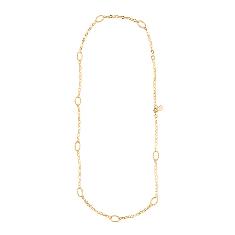 Italian Heart Curb Chain Necklace in 10K Yellow Gold 3.1 Gram 18-20 Inches