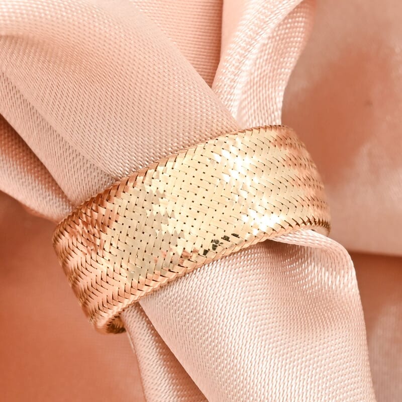 Italian 8mm Mesh Stretch Ring in 10K Yellow Gold (0.85 Grams)