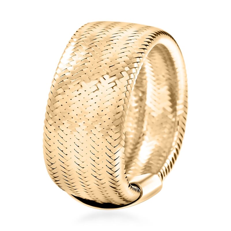 Italian 8mm Mesh Stretch Ring in 10K Yellow Gold (0.85 Grams)