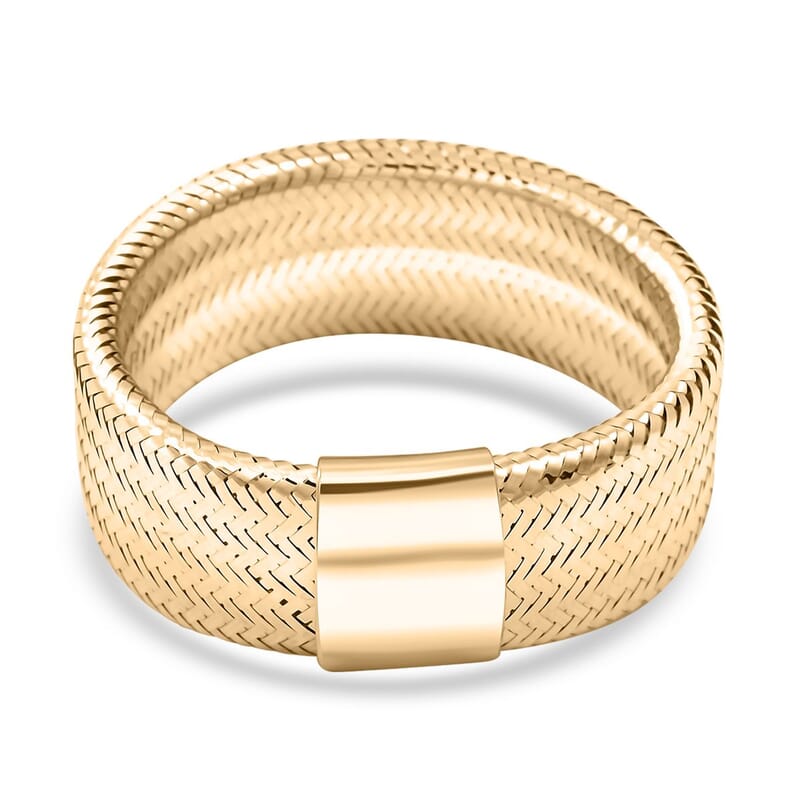 Italian 8mm Mesh Stretch Ring in 10K Yellow Gold (0.85 Grams)