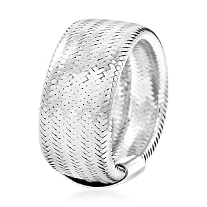 Italian 8mm Mesh Stretch Ring in 10K White Gold (0.88 Grams)