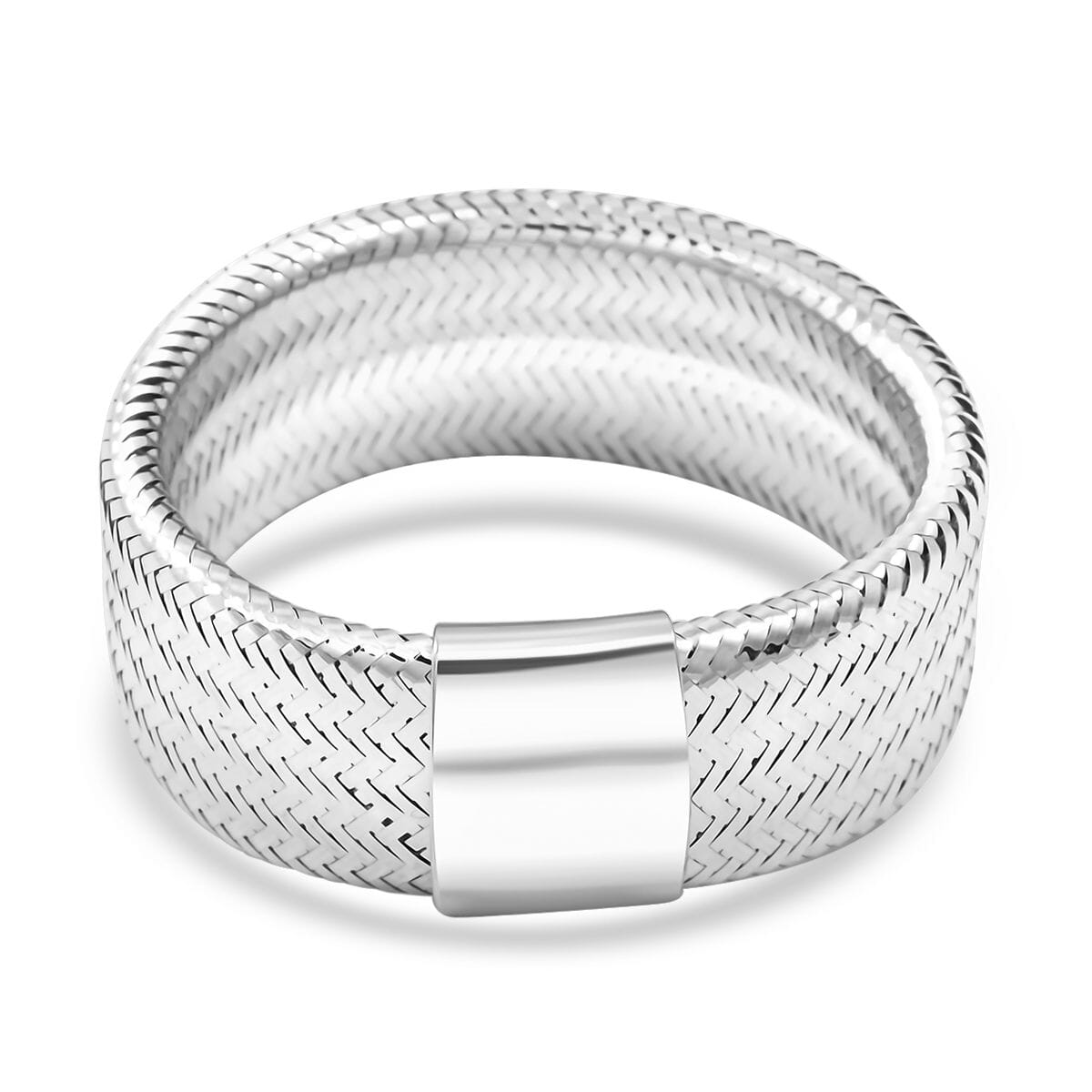 Italian 8mm Mesh Stretch Ring in 10K White Gold 0.88 Grams image number 4