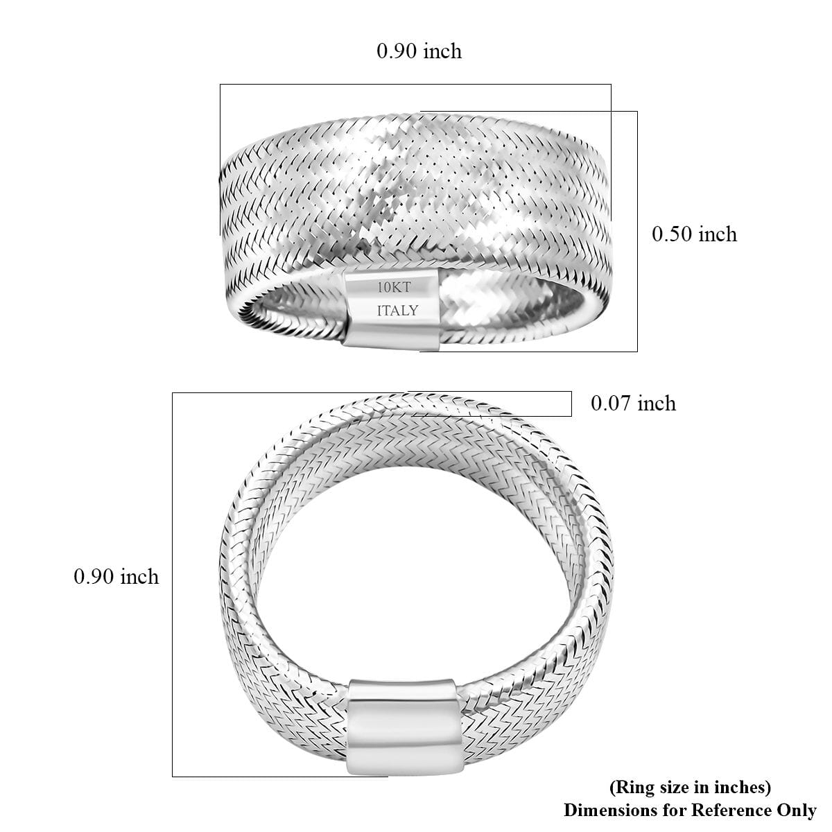 Italian 8mm Mesh Stretch Ring in 10K White Gold 0.88 Grams image number 5