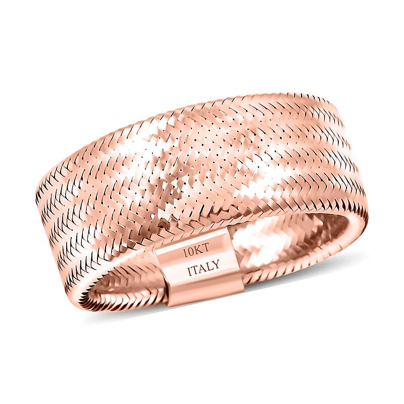 Italian 8mm Mesh Stretch Ring in 10K Rose Gold (0.88 Grams)