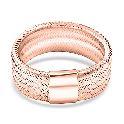 Italian 8mm Mesh Stretch Ring in 10K Rose Gold (0.88 Grams)