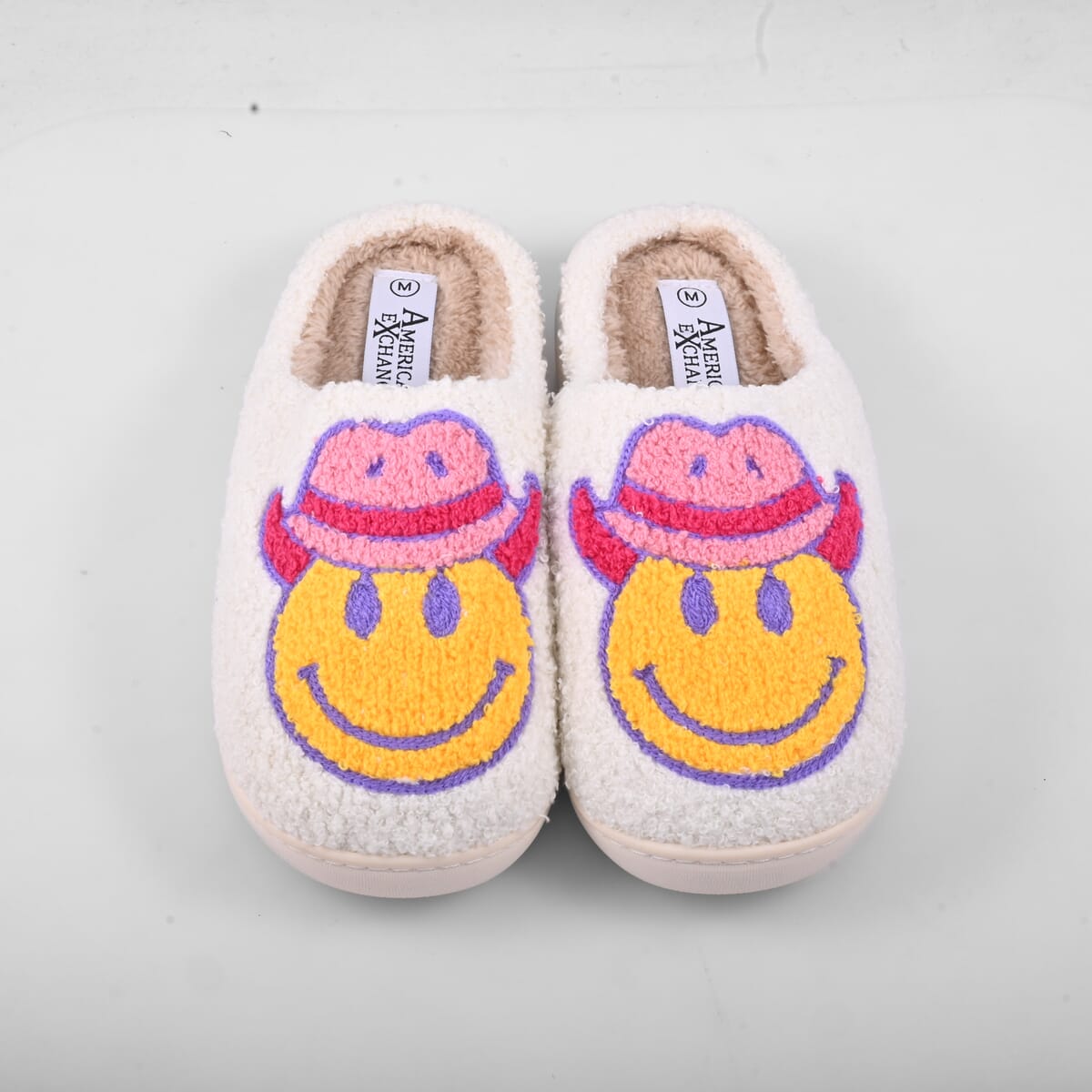 American Exchange Women's Cowboy Smiley Face Memory Foam Slippers - Small image number 0