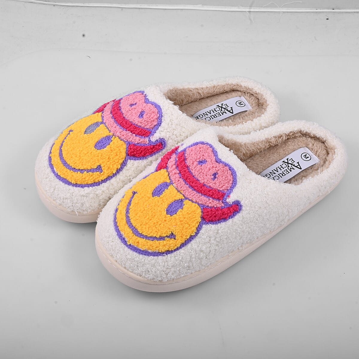 American Exchange Women's Cowboy Smiley Face Memory Foam Slippers - Medium image number 1