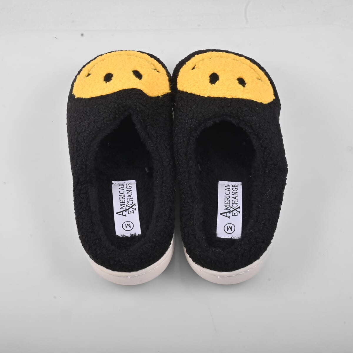 American Exchange Women's Black Smiley Face Memory Foam Slippers - Small  image number 2
