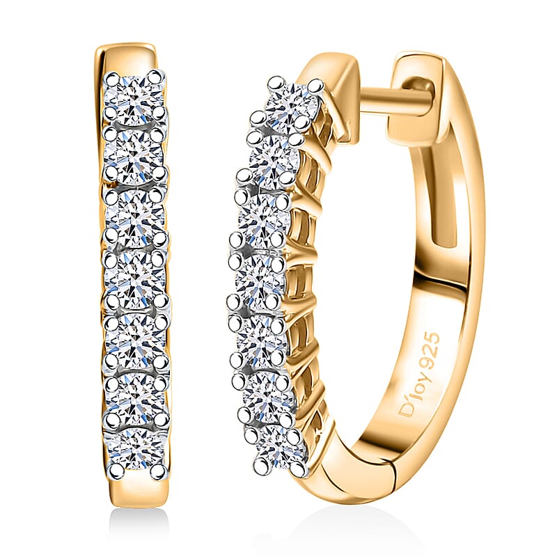 D'Joy Lab Grown Diamond I1 0.50 ctw Hoop Earrings in 18K Vermeil Yellow Gold Over Sterling Silver