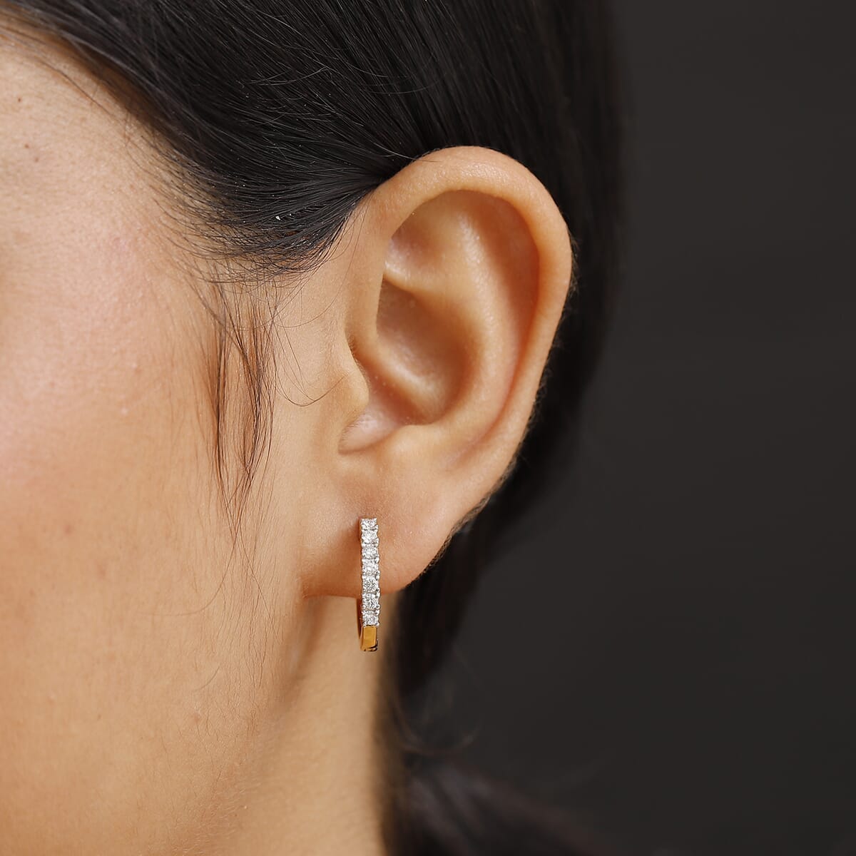 Luxuriant Lab Grown Diamond G-H SI 0.50 ctw Hoop Earrings in 18K Vermeil Yellow Gold Over Sterling Silver image number 2