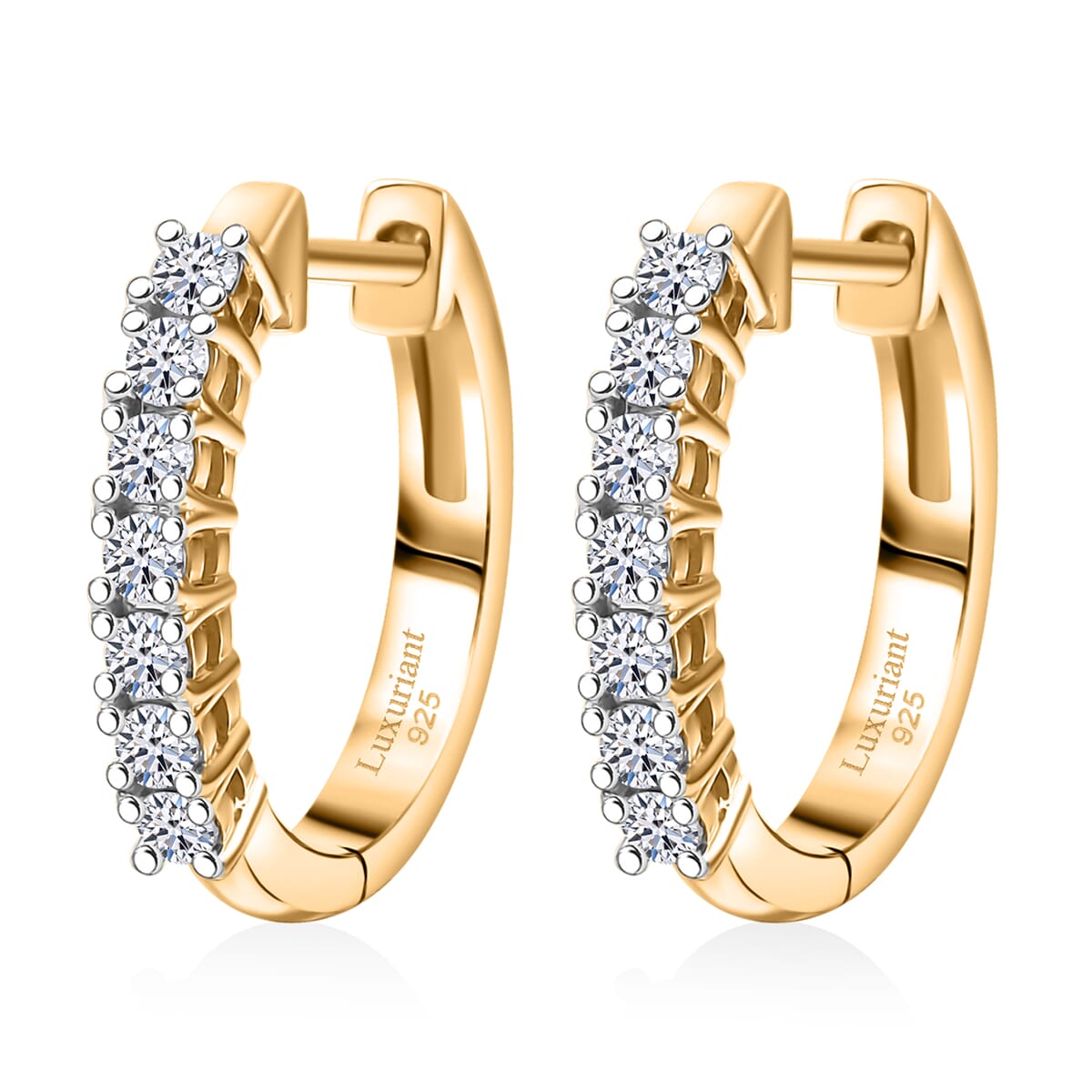 Luxuriant Lab Grown Diamond G-H SI 0.50 ctw Hoop Earrings in 18K Vermeil Yellow Gold Over Sterling Silver image number 3