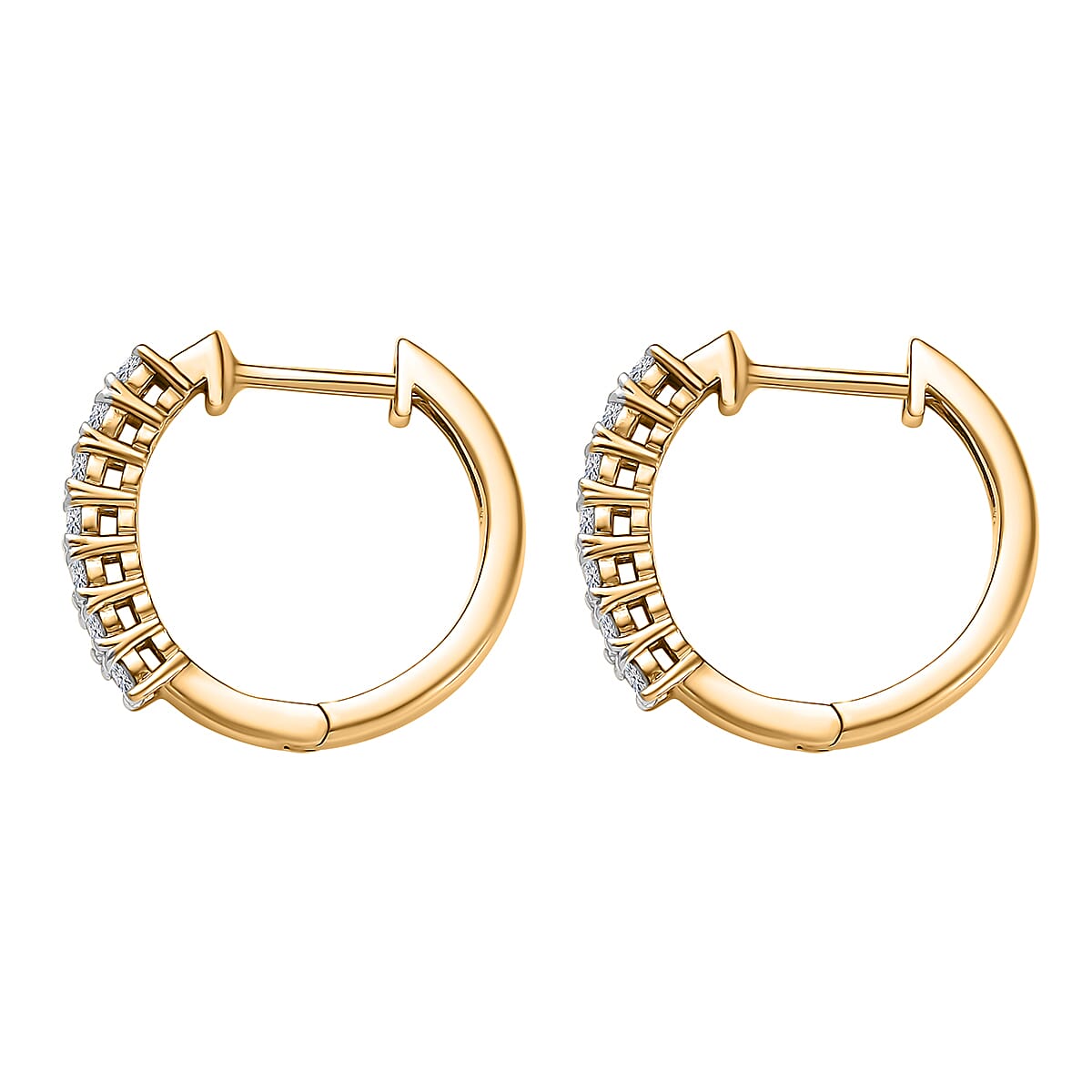 D'Joy Lab Grown Diamond I1 0.50 ctw Hoop Earrings in 18K Vermeil Yellow Gold Over Sterling Silver (Del. in 12-15 Days)
