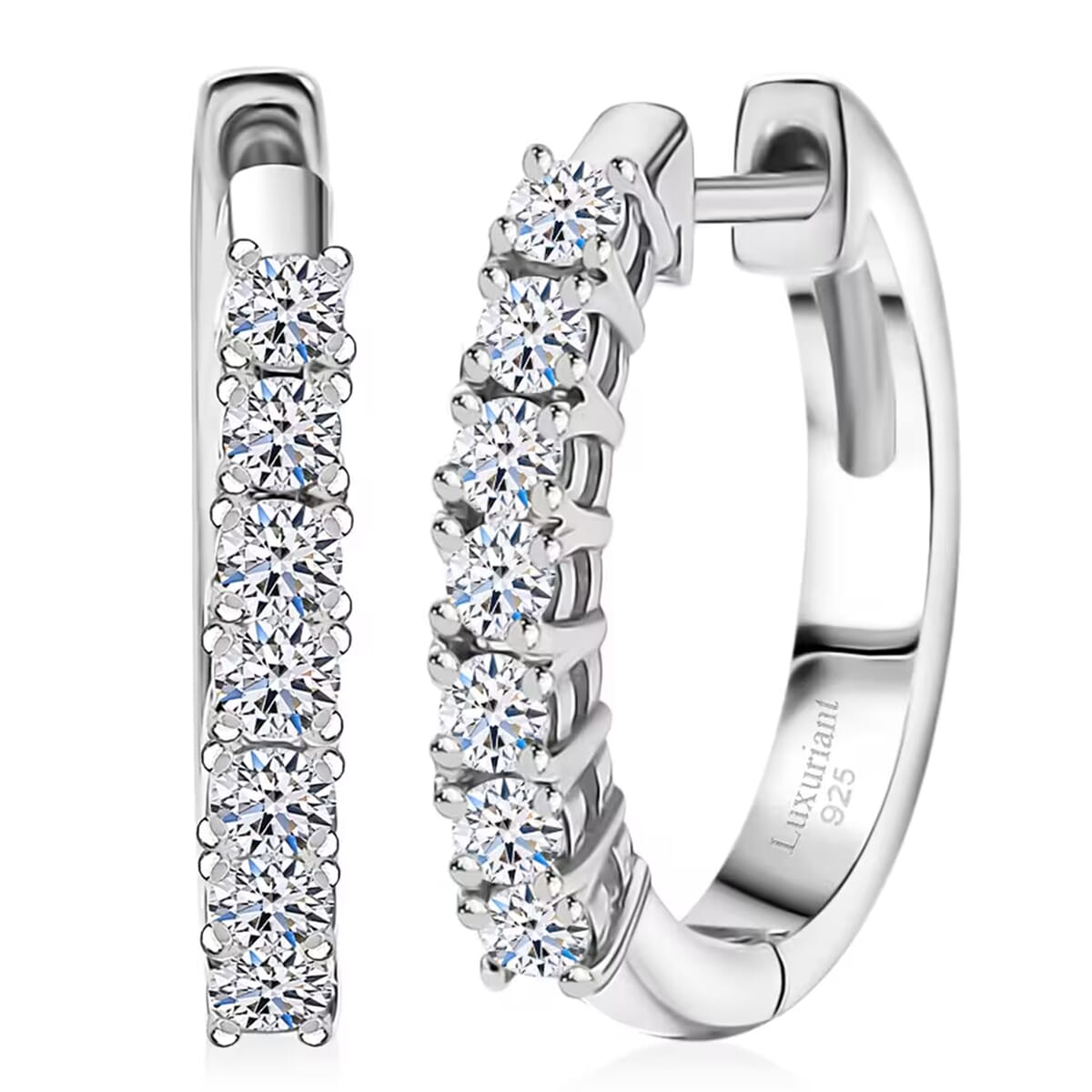 Luxuriant Lab Grown Diamond G-H I1 0.55 ctw Hoop Earrings in Rhodium Over Sterling Silver image number 0