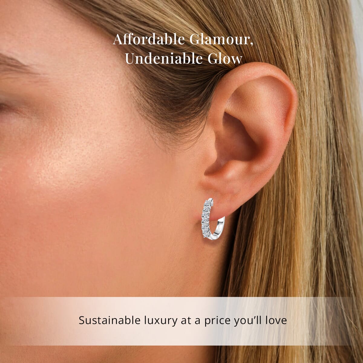 Luxuriant Lab Grown Diamond G-H I1 0.55 ctw Hoop Earrings in Rhodium Over Sterling Silver image number 1