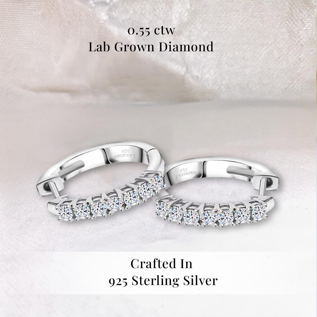 Luxuriant Lab Grown Diamond G-H I1 0.55 ctw Hoop Earrings in Rhodium Over Sterling Silver image number 2