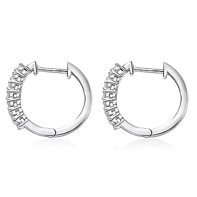 D'Joy Lab Grown Diamond I1 0.60 ctw Hoop Earrings in Rhodium Over Sterling Silver