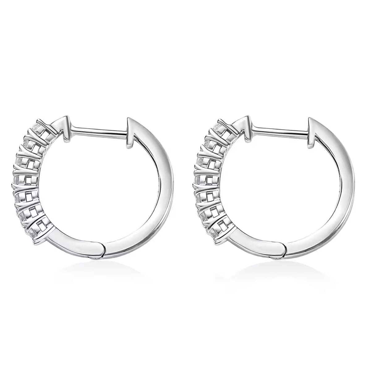 Luxuriant Lab Grown Diamond G-H I1 0.55 ctw Hoop Earrings in Rhodium Over Sterling Silver image number 9